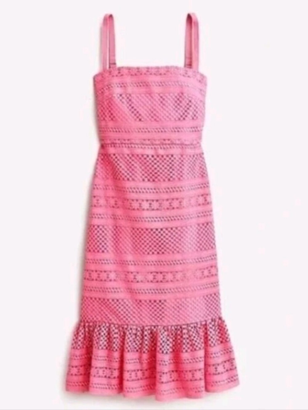 J. Crew Pink Lace-Trim Sundress with Ruffle Hem Size 16